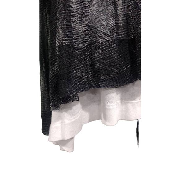 People Like Frank Double Layer Pullover Sweater, Black and White, Size XS - Picture 3 of 8